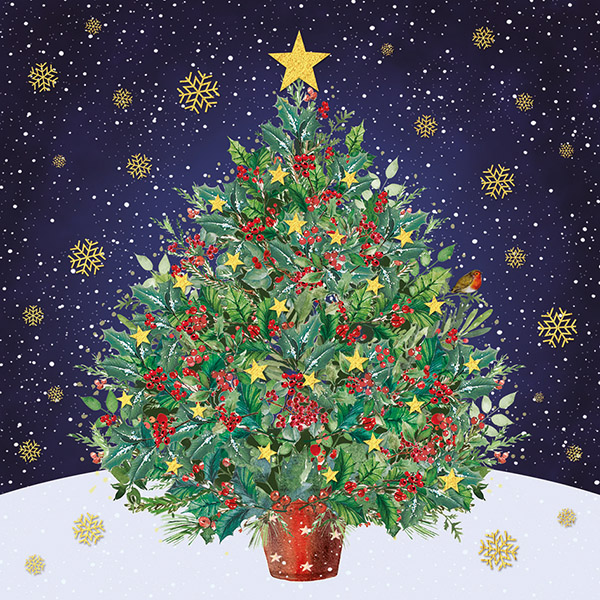 Gold Star Tree - Christmas Cards